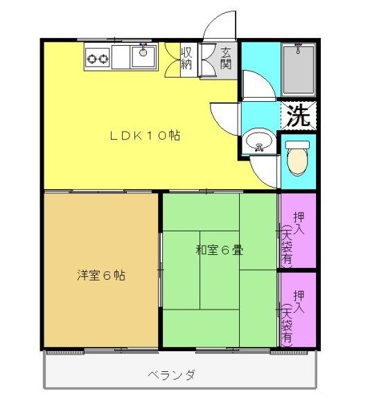 プラネ向陽 第2号棟(2LDK/1階)の間取り写真