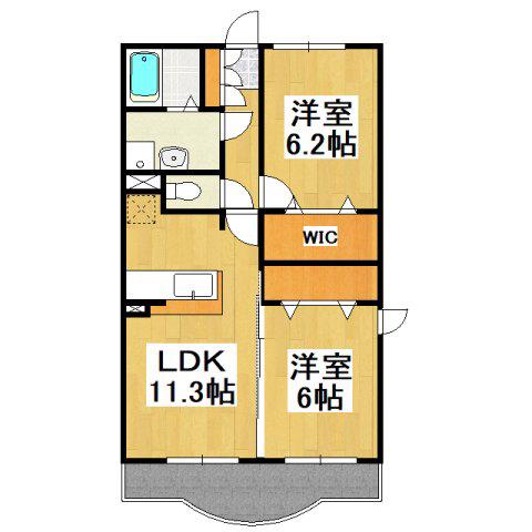 ヒルフィールド ブリーズ館(2LDK/1階)の間取り写真
