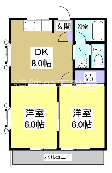 ハイツベルウッド(2DK/1階)の間取り写真