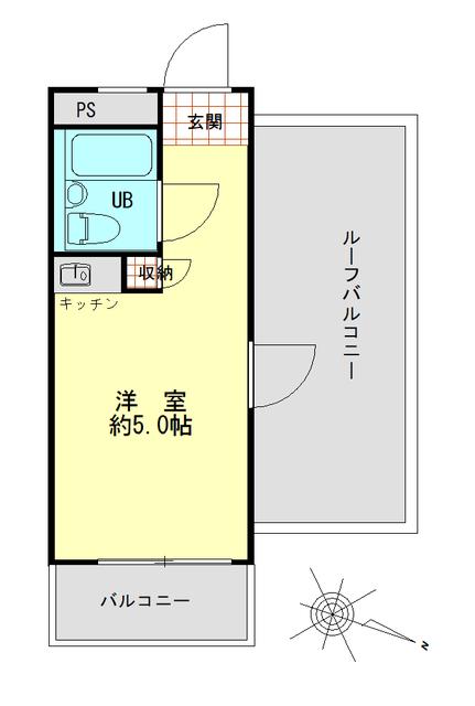 ハイシティ祐天寺(ワンルーム/3階)の間取り写真