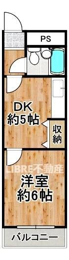 サンキューマンション(1DK/6階)の間取り写真