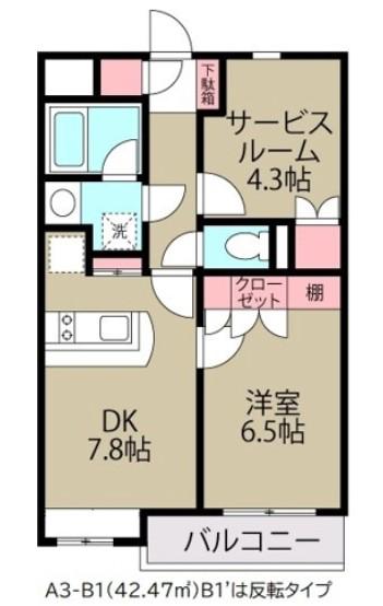 ハイツ浦安(1SDK/1階)の間取り写真