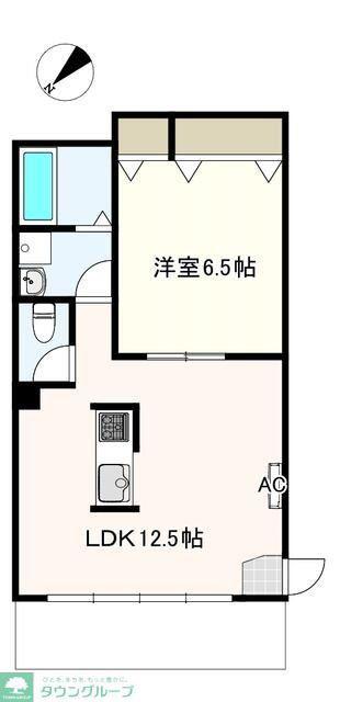 COZYコート市川(1LDK/1階)の間取り写真