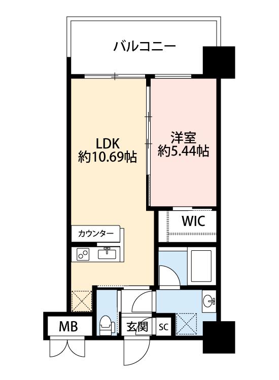 プレジオ吹田(1LDK/2階)の間取り写真