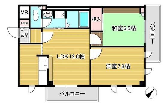プチメゾン・ボヌール(2LDK/2階)の間取り写真