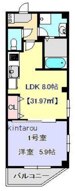 ウィリアムII(1LDK/4階)の間取り写真