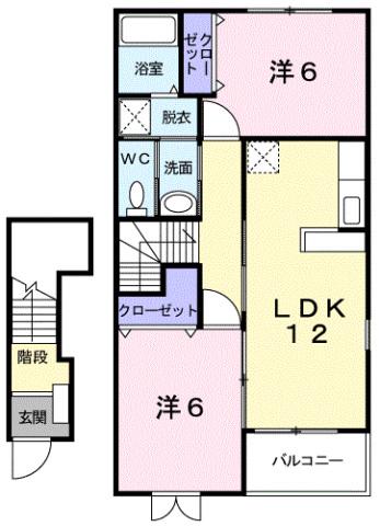 フォンターナ 203(2LDK/2階)の間取り写真