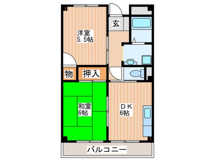 シャトー蔀屋(2DK/3階)の間取り写真