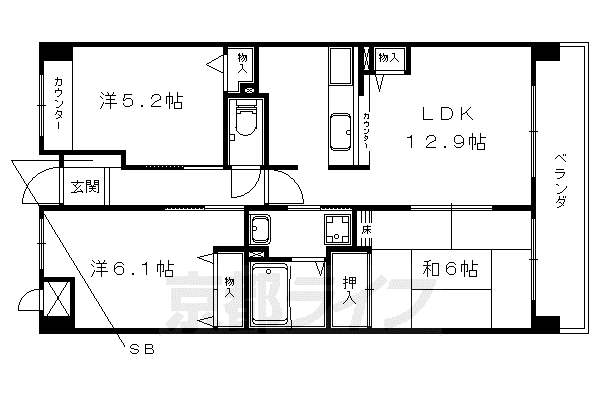 エレガンス寿(3LDK/1階)の間取り写真