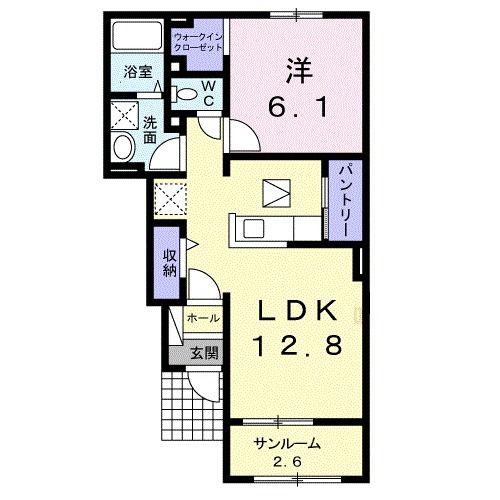 RUHEY(1LDK/1階)の間取り写真