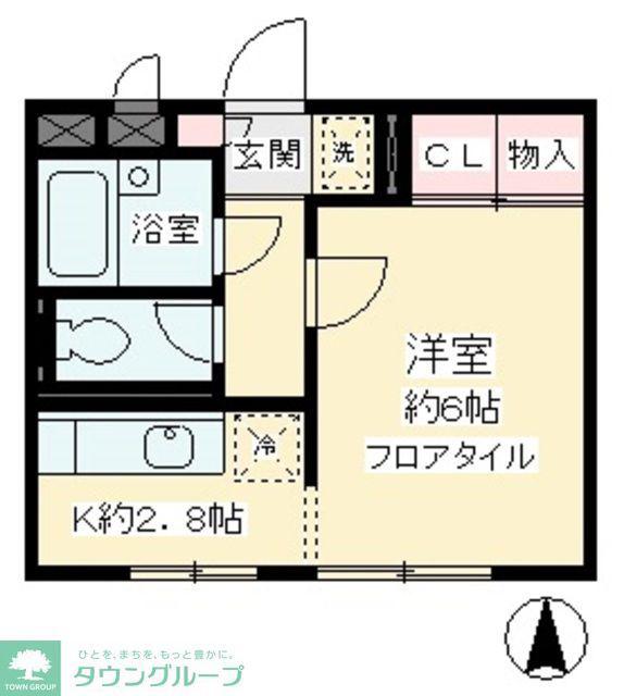 オーク・イースト(1K/2階)の間取り写真