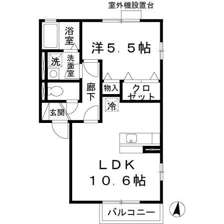 カクタス フローラ(1LDK/2階)の間取り写真