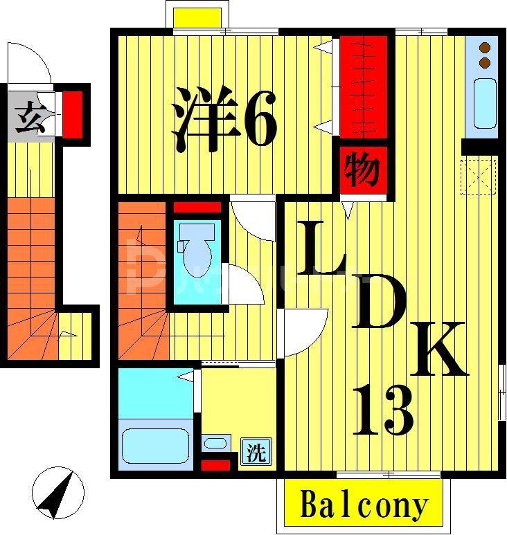 サン ガーデン(1LDK/2階)の間取り写真