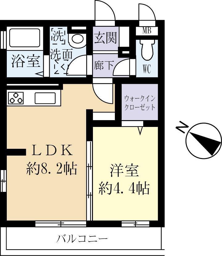 ハーベスト(1LDK/3階)の間取り写真