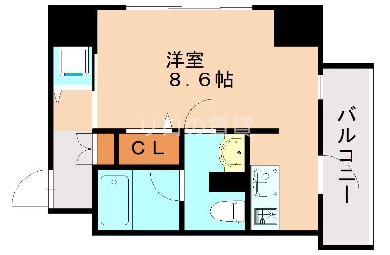 警固クレスタリア(ワンルーム/3階)の間取り写真