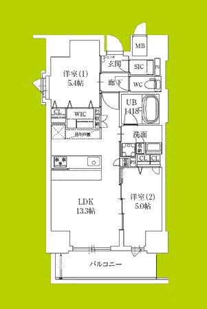 スプランディッド都島(2LDK/9階)の間取り写真