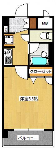 ライオンズマンション天神西(1K/8階)の間取り写真