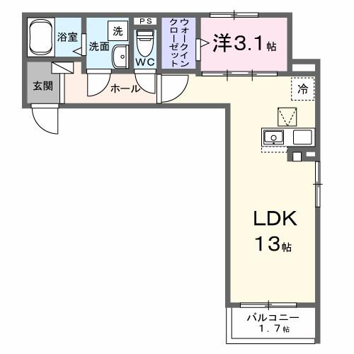 タイヨウ・レジデンス(1LDK/2階)の間取り写真