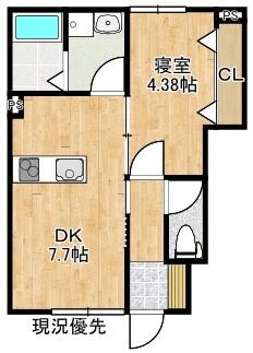ソレイユルヴァン雑賀町(1DK/1階)の間取り写真