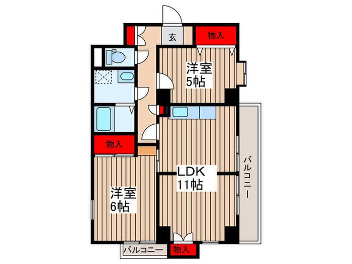 PLENDY堀崎公園(2LDK/3階)の間取り写真