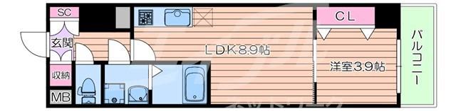 CITY PAL CREST TANIMACHI(1LDK/8階)の間取り写真