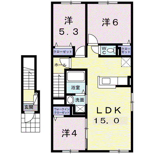 YHアジュール コリーヌ(3LDK/2階)の間取り写真