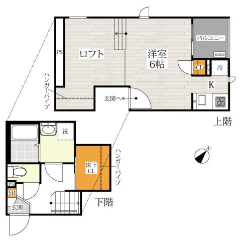 CB柏リアン(1K/2階)の間取り写真