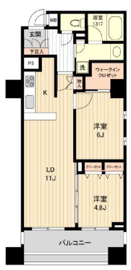 HF銀座レジデンスイースト/HF銀座レジデンスイースト(2LDK/7階)の間取り写真