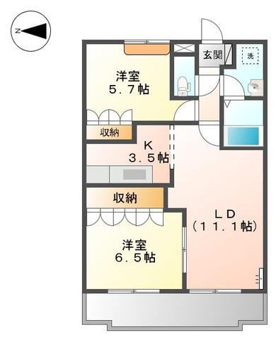 パークアヴェニュー(2LDK/2階)の間取り写真