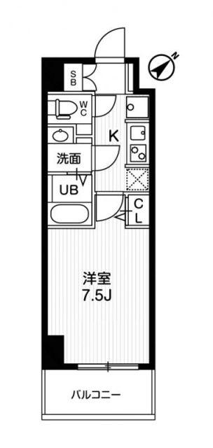 NSTAGE西所沢(1K/9階)の間取り写真