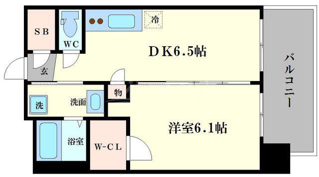 エステムコート中之島ゲートII(1DK/7階)の間取り写真