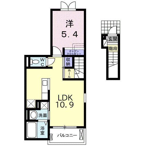 マ・シェリ B(1LDK/2階)の間取り写真