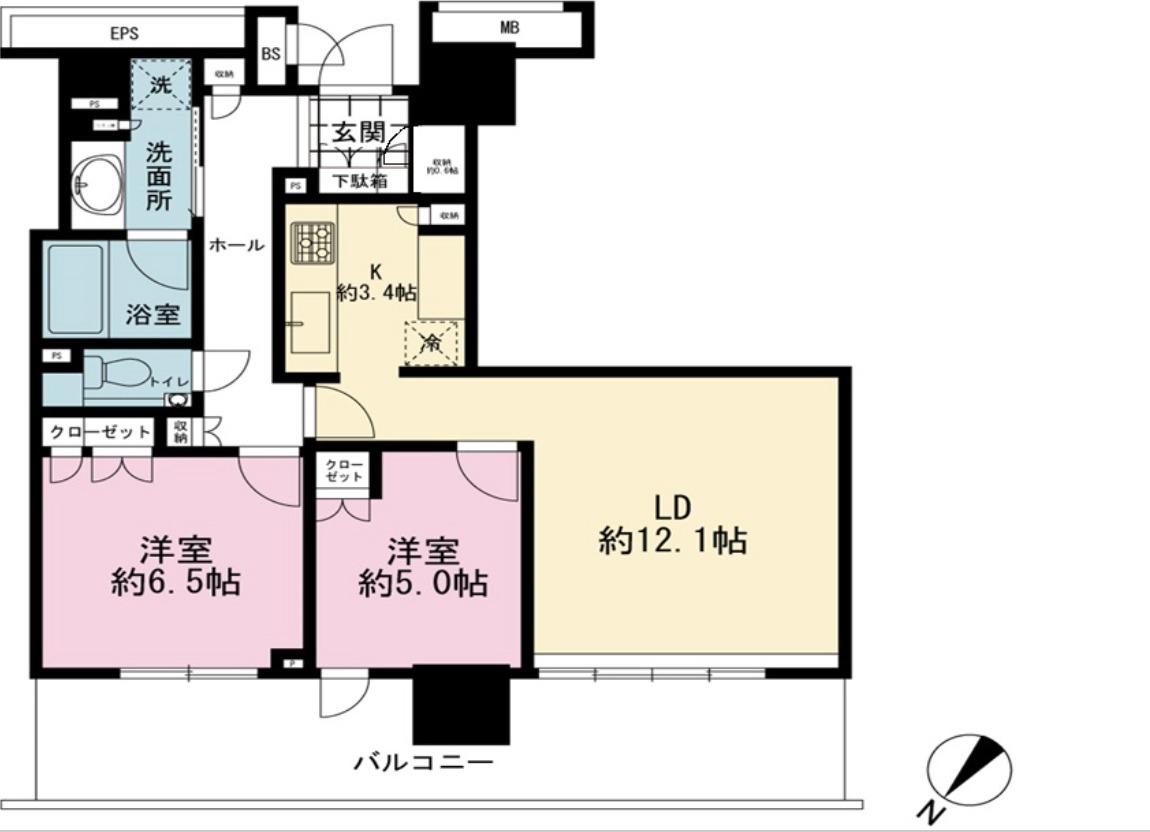 ブランズタワー豊洲(2LDK/30階)の間取り写真