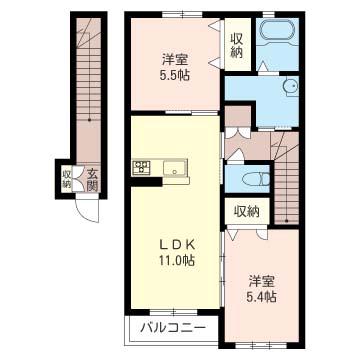 クレマチス(2LDK/2階)の間取り写真