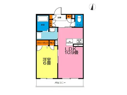 ALTO CASTELLO(1LDK/1階)の間取り写真