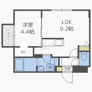 ALIVIO西町(1LDK/1階)の間取り写真