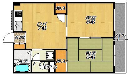 グリーンハイツ山本(2DK/3階)の間取り写真