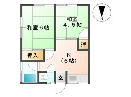 秋本ハイツB(2DK/1階)の間取り写真