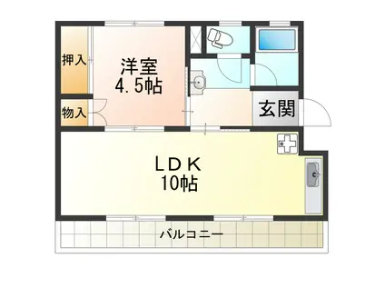 山本ビル(1LDK/4階)の間取り写真