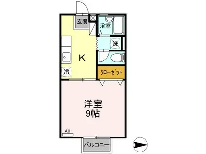 ドリームハイツB棟(1K/2階)の間取り写真