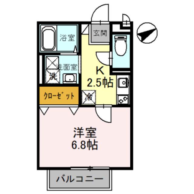 ルピナスC棟(1K/1階)の間取り写真