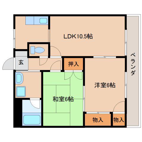 サンシャイン橿原(2LDK/1階)の間取り写真