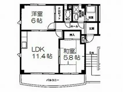 タウニー南斗(2LDK/1階)の間取り写真