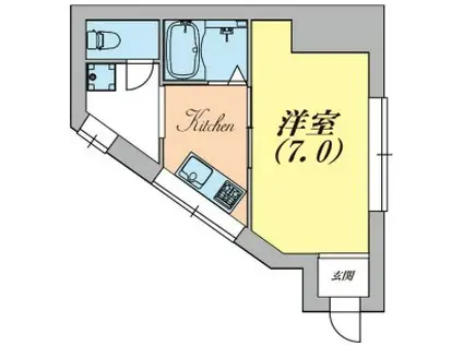 都由乃アパート(1DK/2階)の間取り写真
