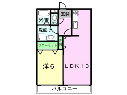 ノブハウス8(1LDK/4階)の間取り写真