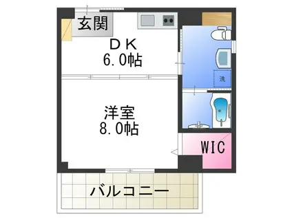 桜レジデンス宿院(1DK/3階)の間取り写真
