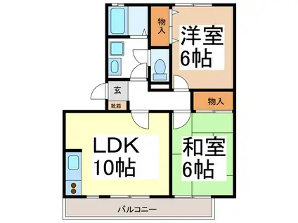 パークタウン桜堂 A(2LDK/2階)の間取り写真