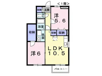 セレーノ 堀米町 2LDKルーム(2LDK/1階)の間取り写真