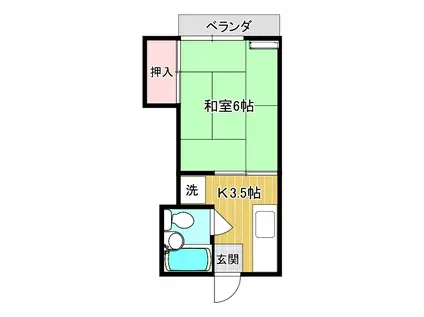 坂田ハイツA棟(1K/2階)の間取り写真