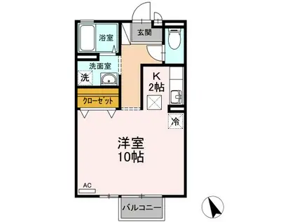 アパートメントシマカ(1K/1階)の間取り写真